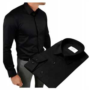 Koszula męska czarna klasyczna ESPADA Slim Fit na guziki L 41/42