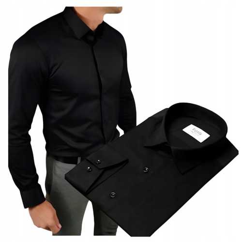 ESPADA koszula męska czarna elegancka Slim Fit XXL 45/46