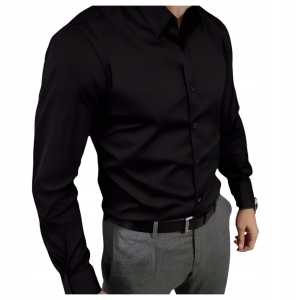 Koszula Męska | CZARNA | SLIM FIT Gładka Biznesowa ESPADA rozmiar M 39/40