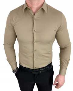 Espada Męska Koszula Beżowa Elegancka SlimFit S 37/38