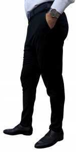 Męskie eleganckie spodnie CZARNE gładkie wizytowe SLIM CHINOS W33 L32