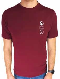 Podkoszulek Męski Bawełna T-shirt Okrągły Dekolt BORDOWY ROZMIAR M