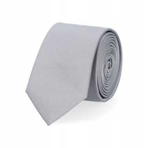 Elegancki Krawat Męski Lekko Błyszczący SZARY SREBRNY Wąski Wesele Gładki