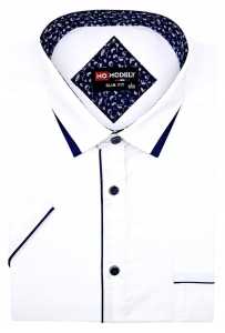 KOSZULA MĘSKA | BIAŁA | KRÓTKI RĘKAW ELEGANCKA krój SLIM FIT bawełna WZÓR 3