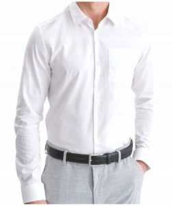 Koszula Męska |BIAŁA| Gładka SLIM FIT MODELY DUŻY ROZMIAR 3XL 46/47
