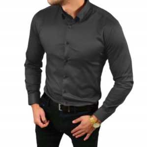 Koszula Męska |Grafitowa| SLIM FIT Gładka Biznesowa ESPADA rozmiar XXL45/46
