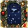 Koszula Męska|2XL 45-46|Bawełna Slim Fit Świąteczny wzór Wigilia