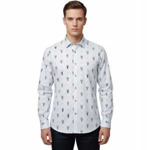 Koszula męska na święta SLIM FIT we wzory renifera XXL 45/46 długi rękaw