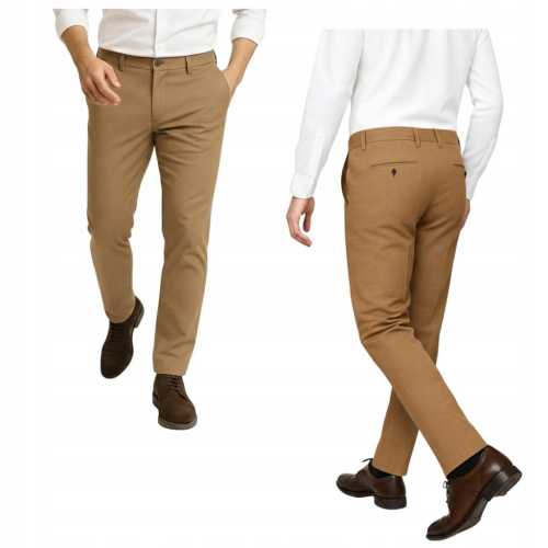 Męskie spodnie CAMEL eleganckie proste wizytowe W36 L32 ESPADA